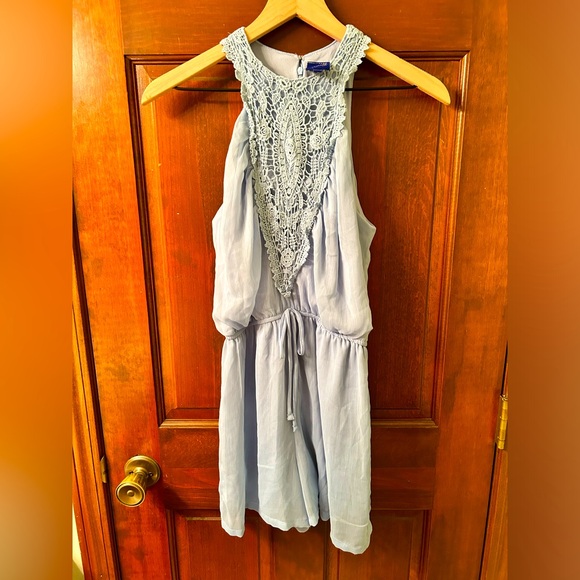 💜 DISNEY Beauty and the Beast Light blue Pretty sleeveless romper. Size S. - Picture 1 of 6